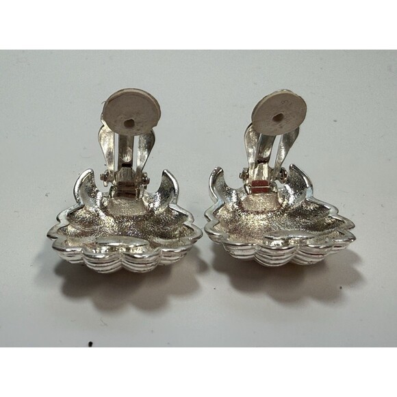 Nina Ricci Silver Time Seashell Clip Stud Earrings 27.04g - Picture 4 of 7